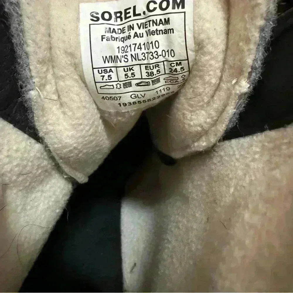 Sorel Women's Harlow Cozy Lace Up Booties Black Gray 7.5 hiking leather winter - Picture 14 of 14